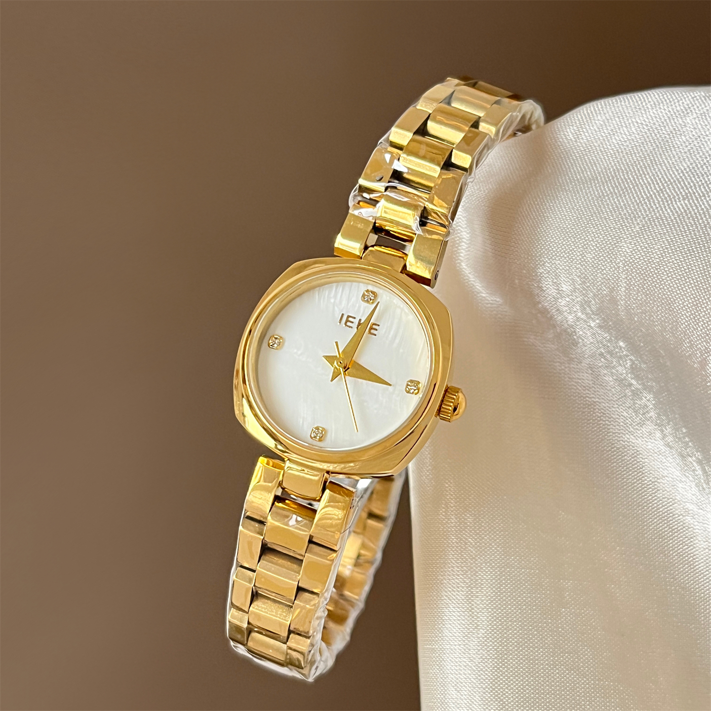 中古风vintage金色贝母手表