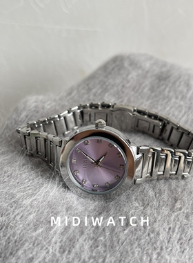 MIDI香芋紫镶钻表盘手表女款小众轻奢复古精致时尚气质高级女士表