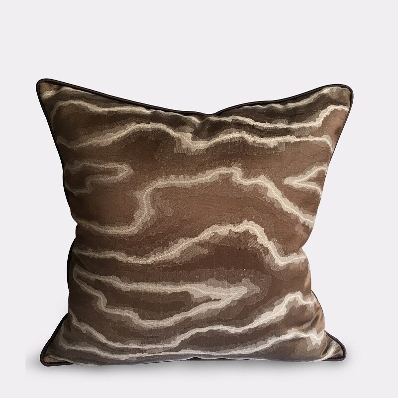 棕色床头靠垫高级感酒店样板间定制抱枕套子不含芯沙发大靠背轻奢