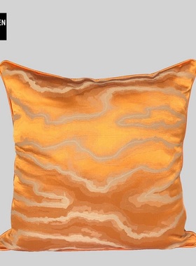 橙色方形双面现代简约客厅沙发抱枕套不含芯设计师款样板间靠背垫