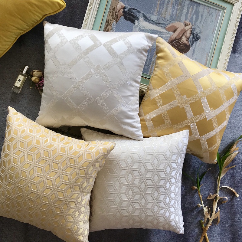 现代客厅沙发靠枕橙色黄色靠垫套腰枕美式轻奢枕套抱枕套45x45