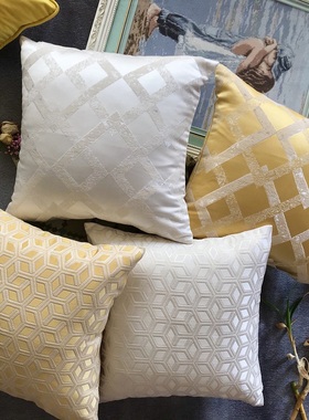 现代客厅沙发靠枕橙色黄色靠垫套腰枕美式轻奢枕套抱枕套45x45