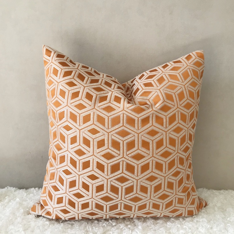 橙色轻奢沙发床头靠垫不含芯抱枕