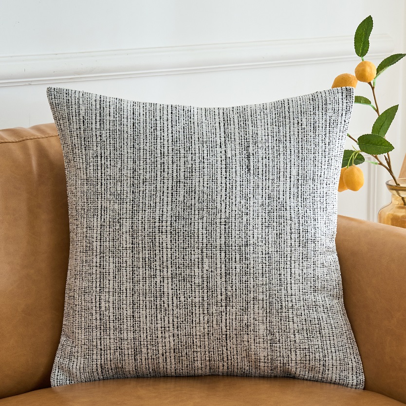 沙发抱枕枕套轻奢双面花纹雪尼尔黑白色靠垫轻奢原木床上靠背腰枕