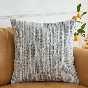 沙发抱枕枕套轻奢双面花纹雪尼尔黑白色靠垫轻奢原木床上靠背腰枕