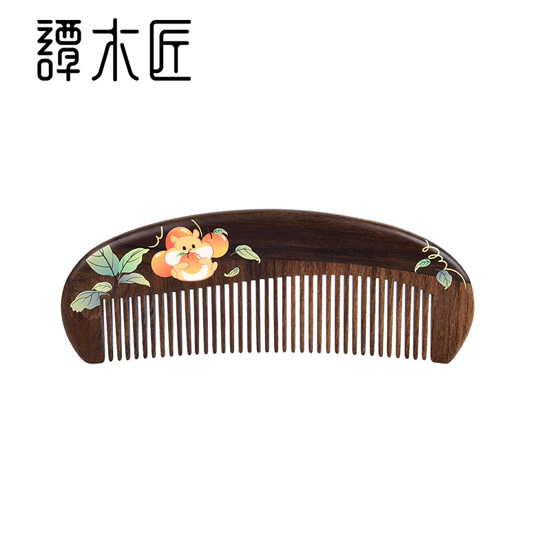 谭木匠正品礼盒心想事橙天然木梳子女士梳 按摩梳头皮经络护发梳使用感如何?