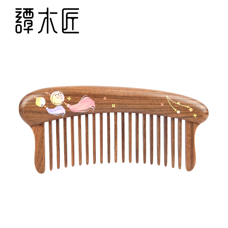 谭木匠镶齿梳13CM绿檀按摩
