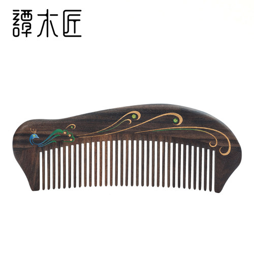 谭木匠礼盒雀翎二天然木梳子女士长发专用按摩头皮经络毕业礼物 - 封面