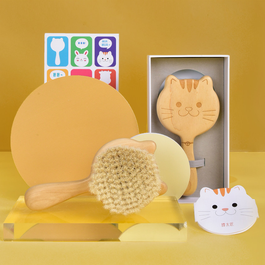 TAN CARPENTER  베이비 헤어 브러시 MEOW MI MI 천연 마사지 빗 휴대용 빗  특수 빗 태아 헤어 빗