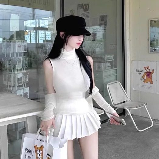 辛子韩国代购高腰显瘦法式减龄东大门白色纯欲百褶裙女短裙半身裙,女装/女士精品,半身裙,淘宝优惠券,粉丝福利购,淘宝优惠卷