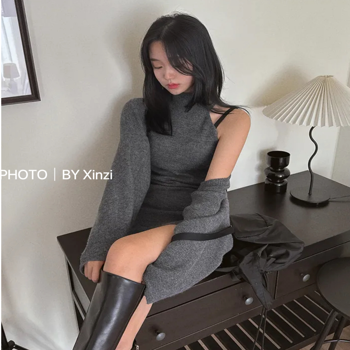 纯欲风性感辣妹挂脖针织背心