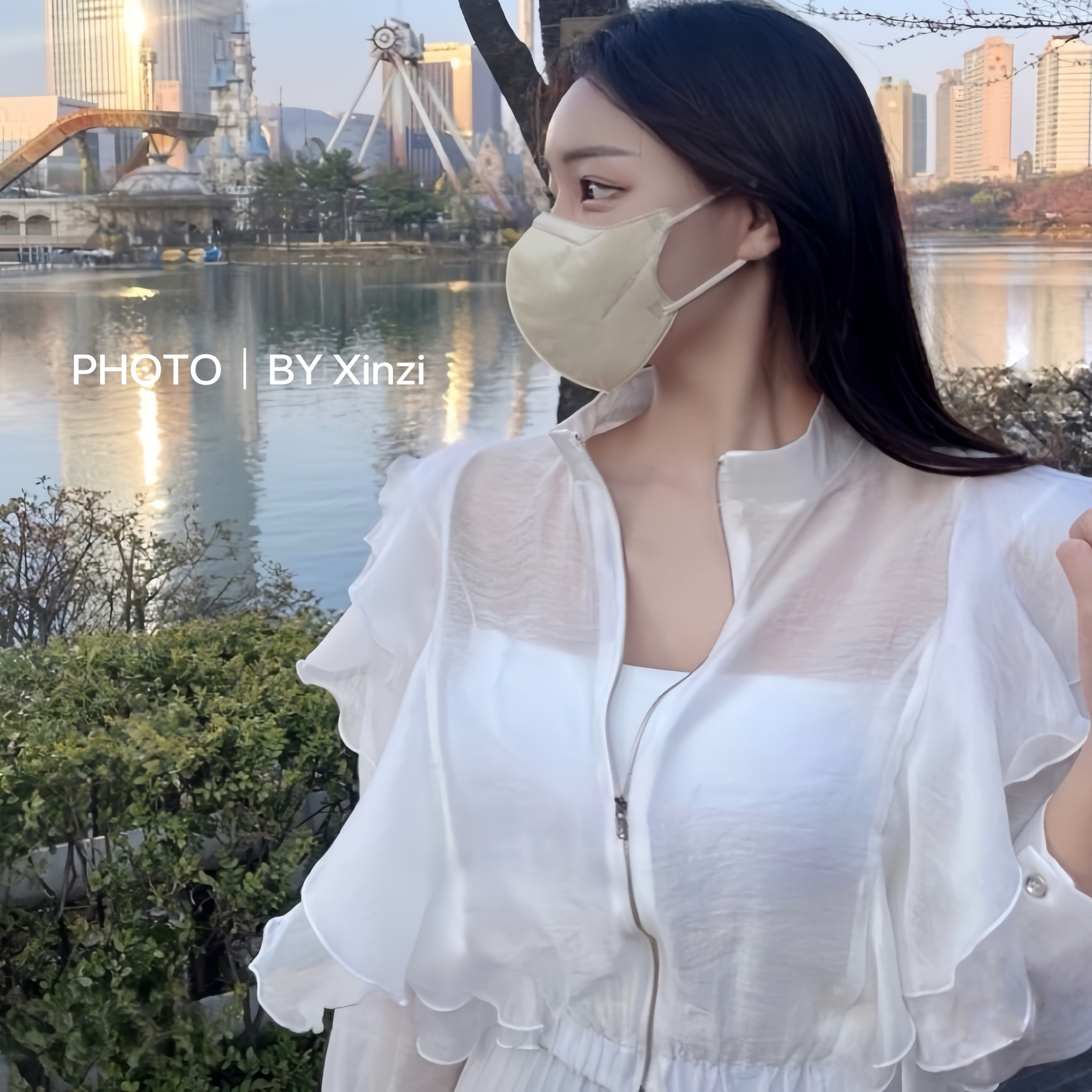 韩国气质优雅立领拉链长袖衬衫