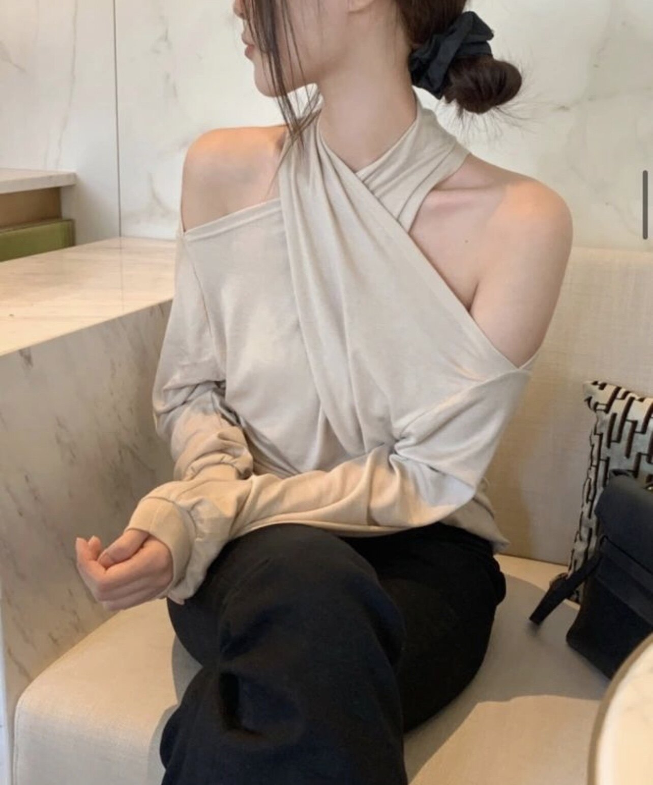 性感薄款露肩棉女性感长袖