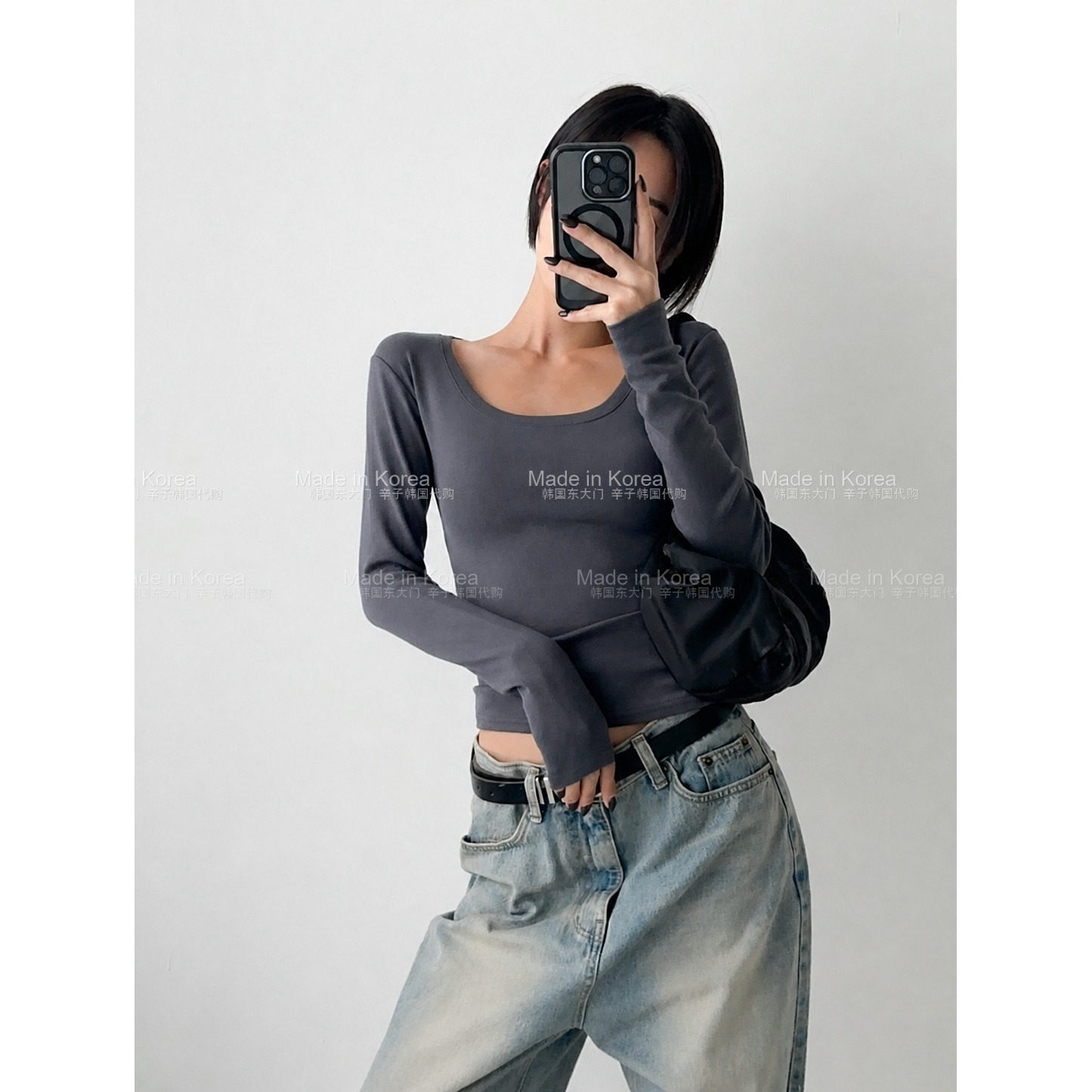 韩系修身显瘦长袖打底T恤女秋