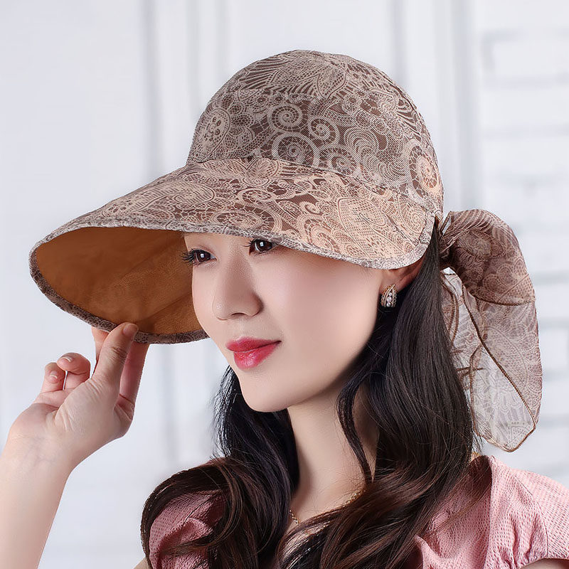 帽子女帽加宽欧根纱遮阳帽空顶帽夏季青年女帽百搭旅游防晒大檐帽
