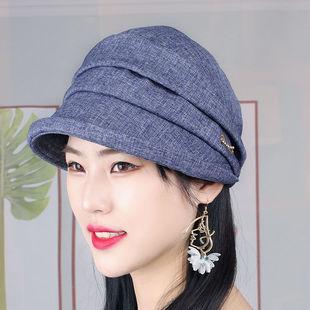 鸭舌帽八角帽时装 春季 帽子女帽薄款 妈妈帽褶皱帽 新款 帽显脸小韩版