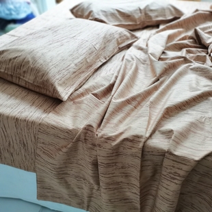 外贸余单1400根埃及棉色织提花贡缎床单单件双人被套1.8加高床笠