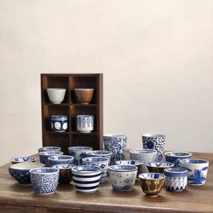 【微瑕】玉字杯釉下彩功夫茶杯子80年代柴烧龙窑库存老瓷器主人杯