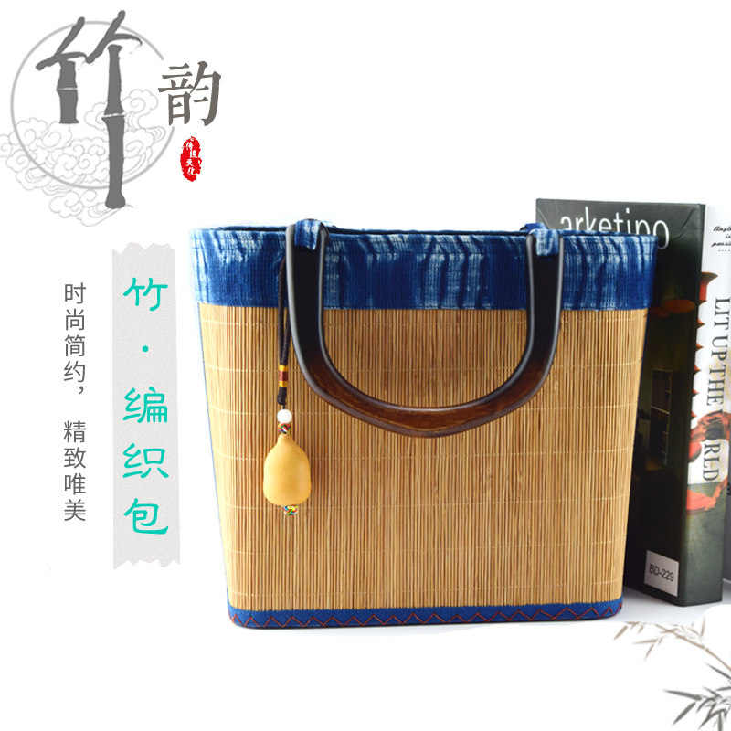 中式日款精品手工编织竹包挎包女竹编/竹雕