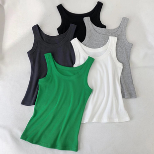 条纹针织衫 弹力无袖 内搭打底修身 外穿短款 女上衣潮 背心吊带女新款