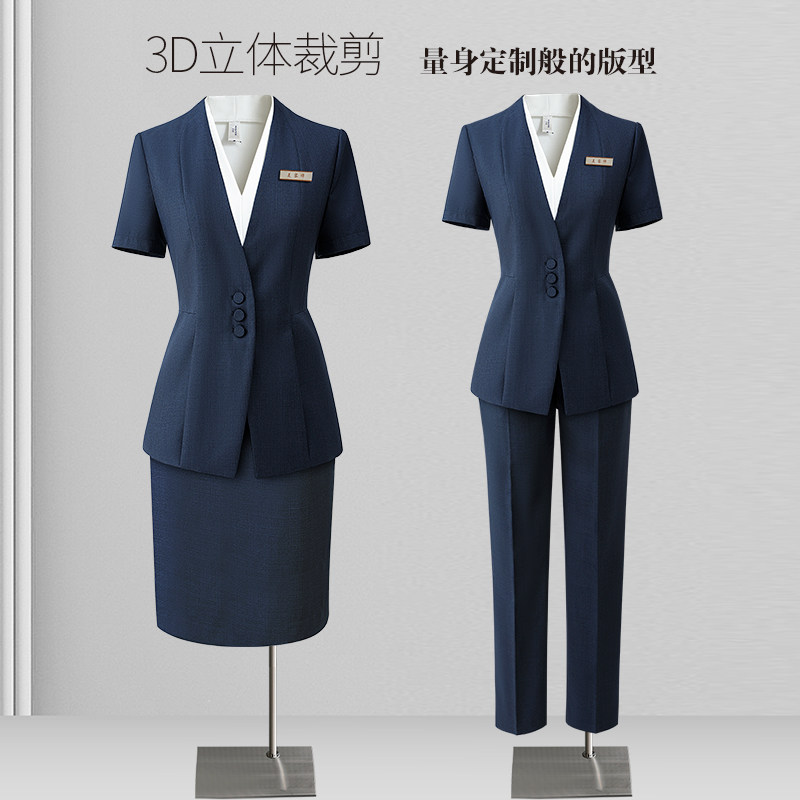 职业西装套装女夏季薄款短袖气质时尚酒店工装珠宝店售楼部工作服