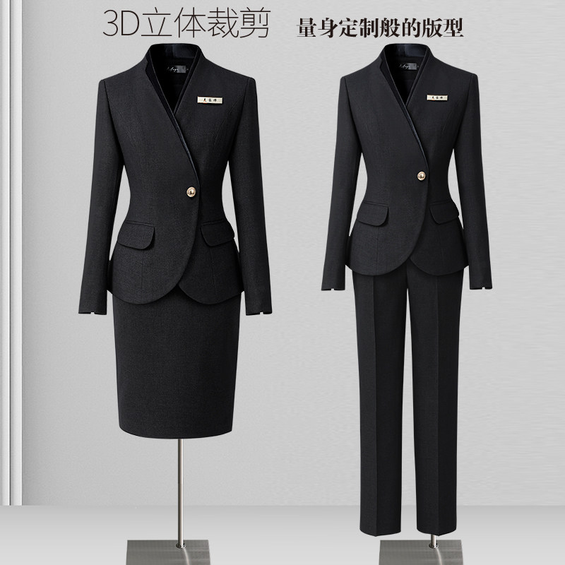 职业套装女春秋2025新款黑色西装高级感酒店经理工装珠宝店工作服