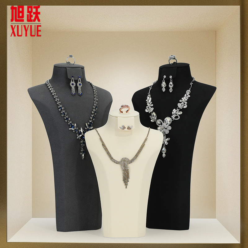 项链脖子展示架珠宝人像模特陈列道具首饰玉器吊坠橱窗立式展示架