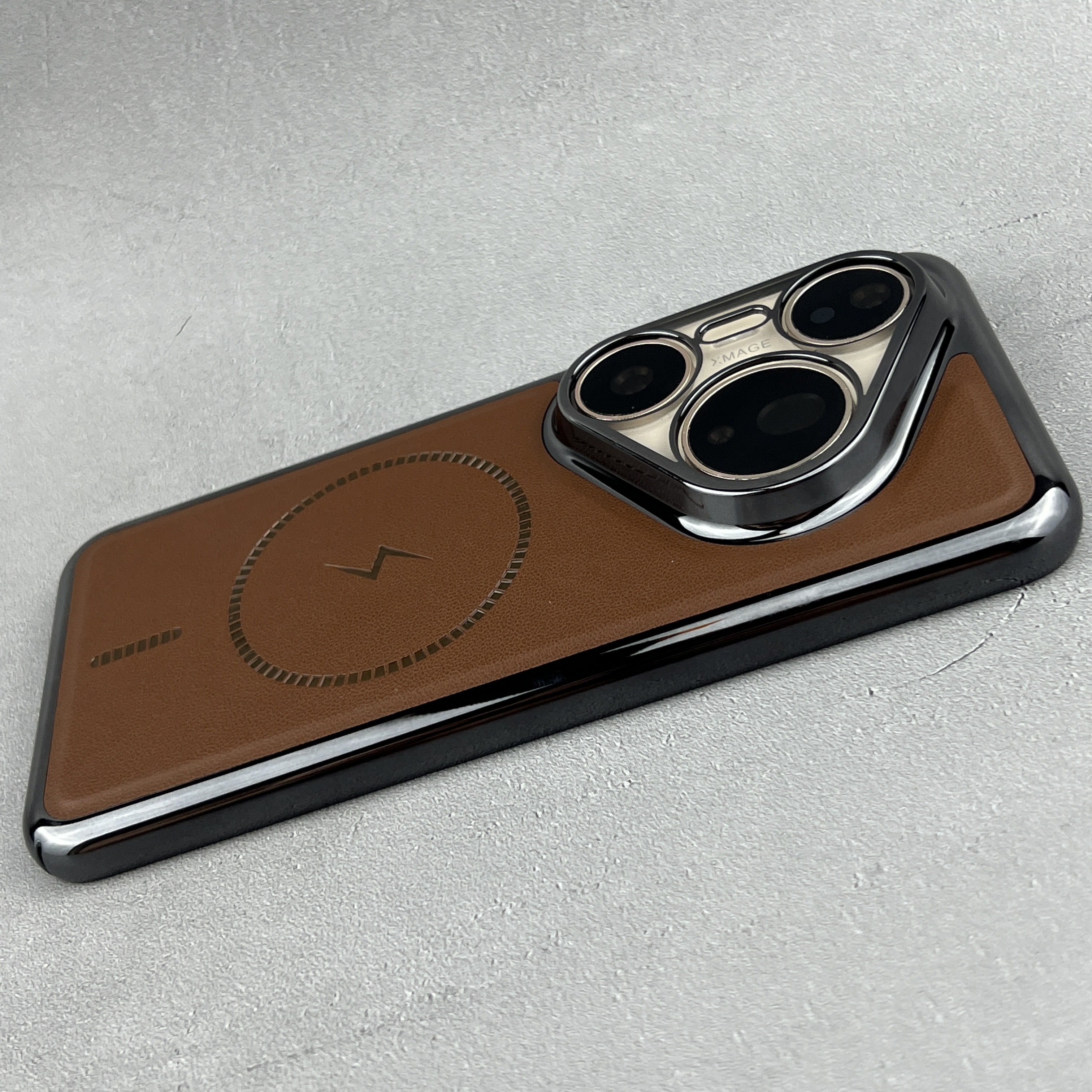 适用华为Pura 80 Pro手机壳棕色闪电细圈磁吸皮纹mate70保护套男女Mate 60 PROP80UItra高级感70pro硬P70