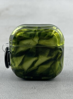 个性绿色褶皱纹半透适用华为freeclip2保护套Freebudspro4耳机壳freebuds6i硅胶5i无线pro3蓝牙se2/se3/7i