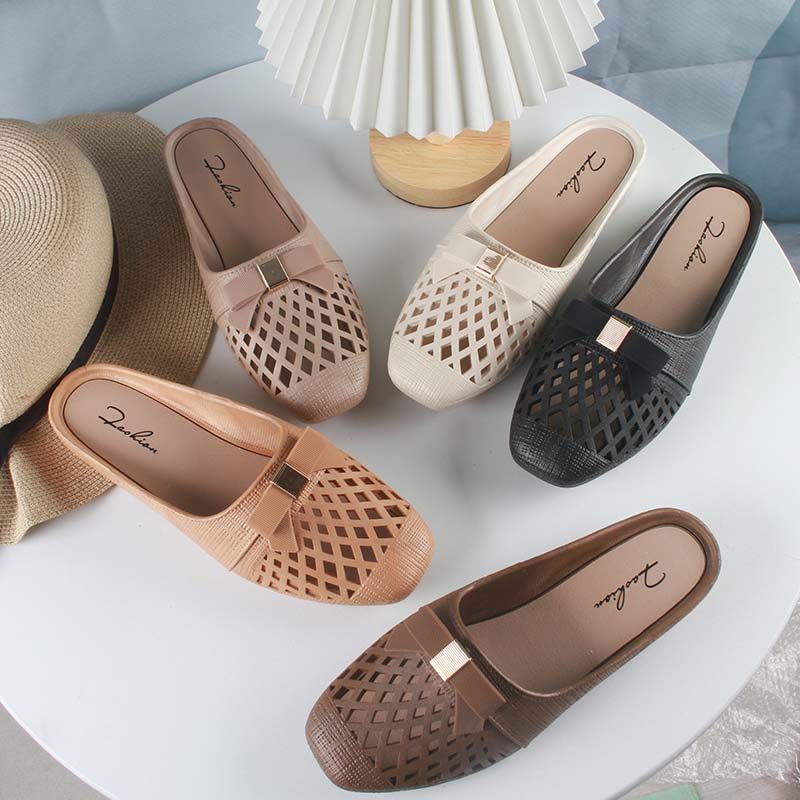 新款夏季半拖鞋女士时尚镂空休闲外穿平底低跟日常包头凉拖鞋,女鞋,包头拖,淘宝优惠券,粉丝福利购,淘宝优惠卷
