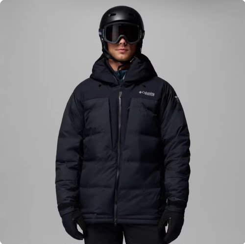 25秋冬Columbia哥伦比亚钛金系列男士户外金点连帽羽绒服WE3084