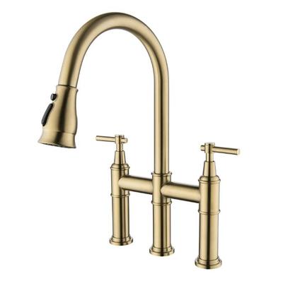 全铜可旋转厨房水龙头抽拉式