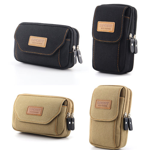 运动风帆布多功能工作手机包腰包