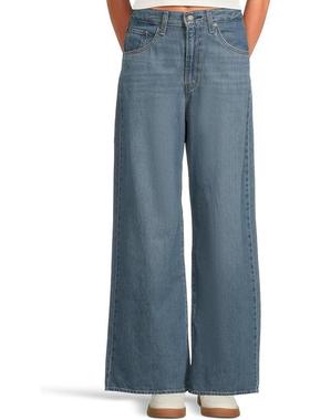 代购Levis李维斯女士牛仔裤修身舒适高腰蓝色日常通勤阔腿裤