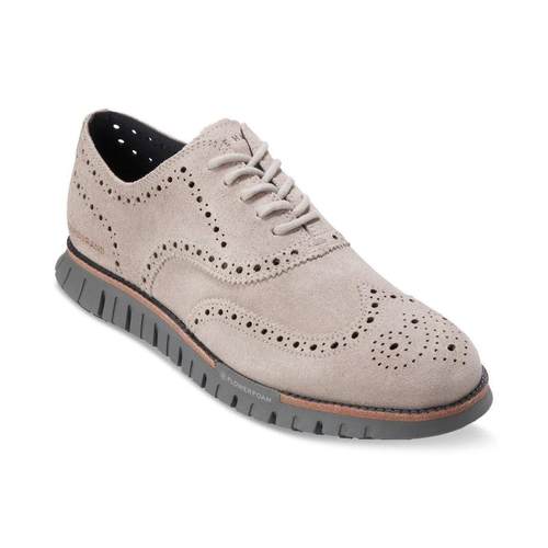 代购Cole Haan男士翼尖牛津鞋透气软底轻便缓震系带圆头雕花