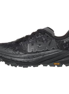 代购Hoka OneOne女士越野跑鞋防水防滑缓震户外跑鞋黑色织物材质