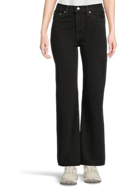 代购Levis李维斯女士牛仔裤修身显瘦黑色高腰日常通勤阔腿裤