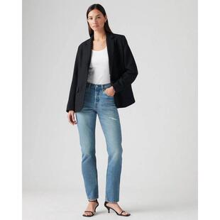 代购Levis李维斯女士牛仔裤耐穿修身直筒中浅色通勤日常女裤