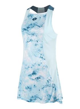 代购Lotto乐途女士运动裙透气速干轻盈贴身剪裁无袖浅蓝色扎染图