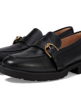 代购Cole Haan女士乐福鞋舒适软底轻便易穿脱黑色金属扣饰圆头