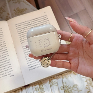 甜品小熊适用于Airpodspro3保护套AirPods4耳机套aipods2 AirPodspro2苹果airpods3小众菲林光面可爱耳机壳