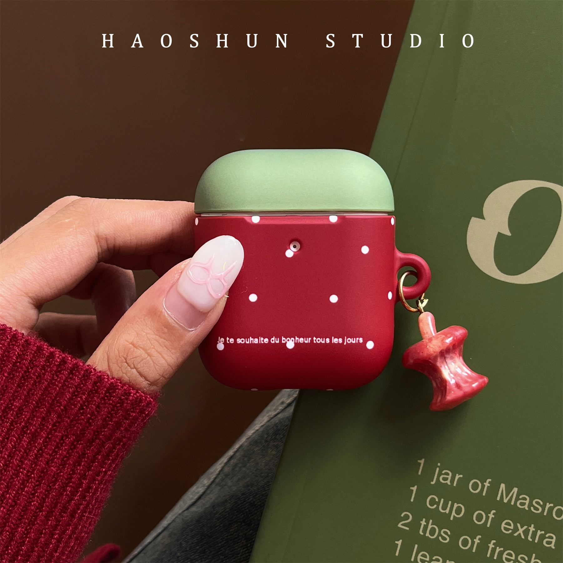 红绿白点适用于AirPodspro耳机套airPods3/pro2代菲林光面可爱创意苹果2代AirPods2卡通菲林硬壳耳机保护套