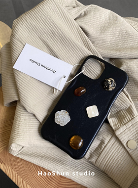 宝石花蕊适用于iPhone17ProMax手机壳苹果14PLUS硬XSmax防摔秋冬16pro皮纹11pro女款气质苹果12/15pro保护套