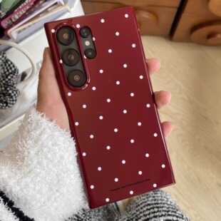 酒红底白点点适用于三星S22Ultra艺术菲林硬壳S25+小众设计S23Ultra半包s21+手机壳S24光面女款新款ins保护套