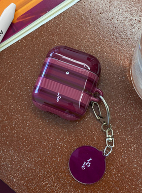 莓紫纹适用于Airpods4保护套airpods2耳机套aipods二代蓝牙AirPods3日韩ins风菲林耳机壳AirPodspro2/pro3代