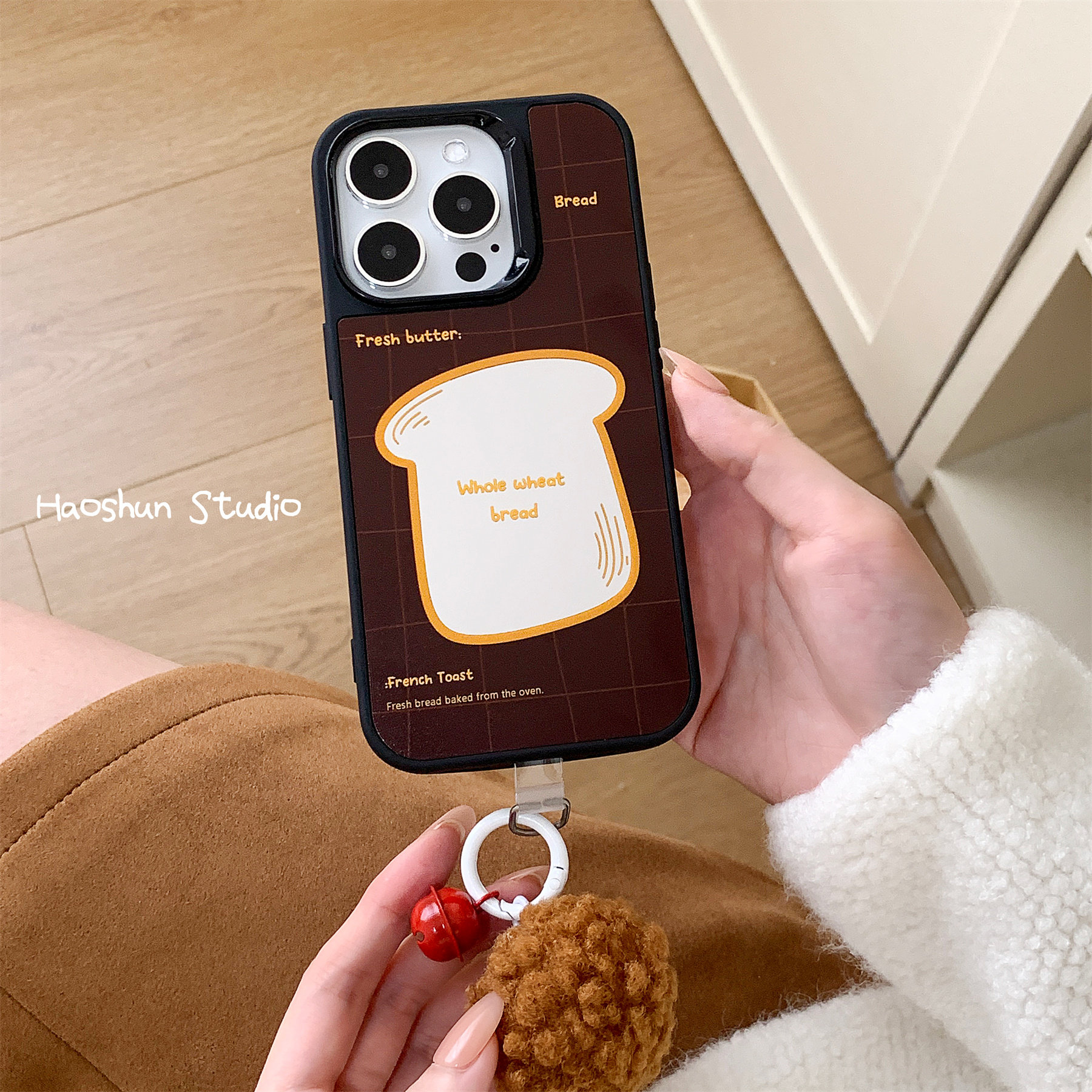 棕线面包适用于iPhone15PRO/17全包镜面电镀硬壳苹果14PLUS/13promax手机壳苹果12pro防摔创意小众苹果16pro