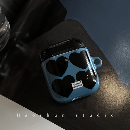 雾蓝四心适用于Airpods4保护套airpods2耳机套aipods二代三无线蓝牙ipods/airpod3 pro代韩ins风菲林耳机壳