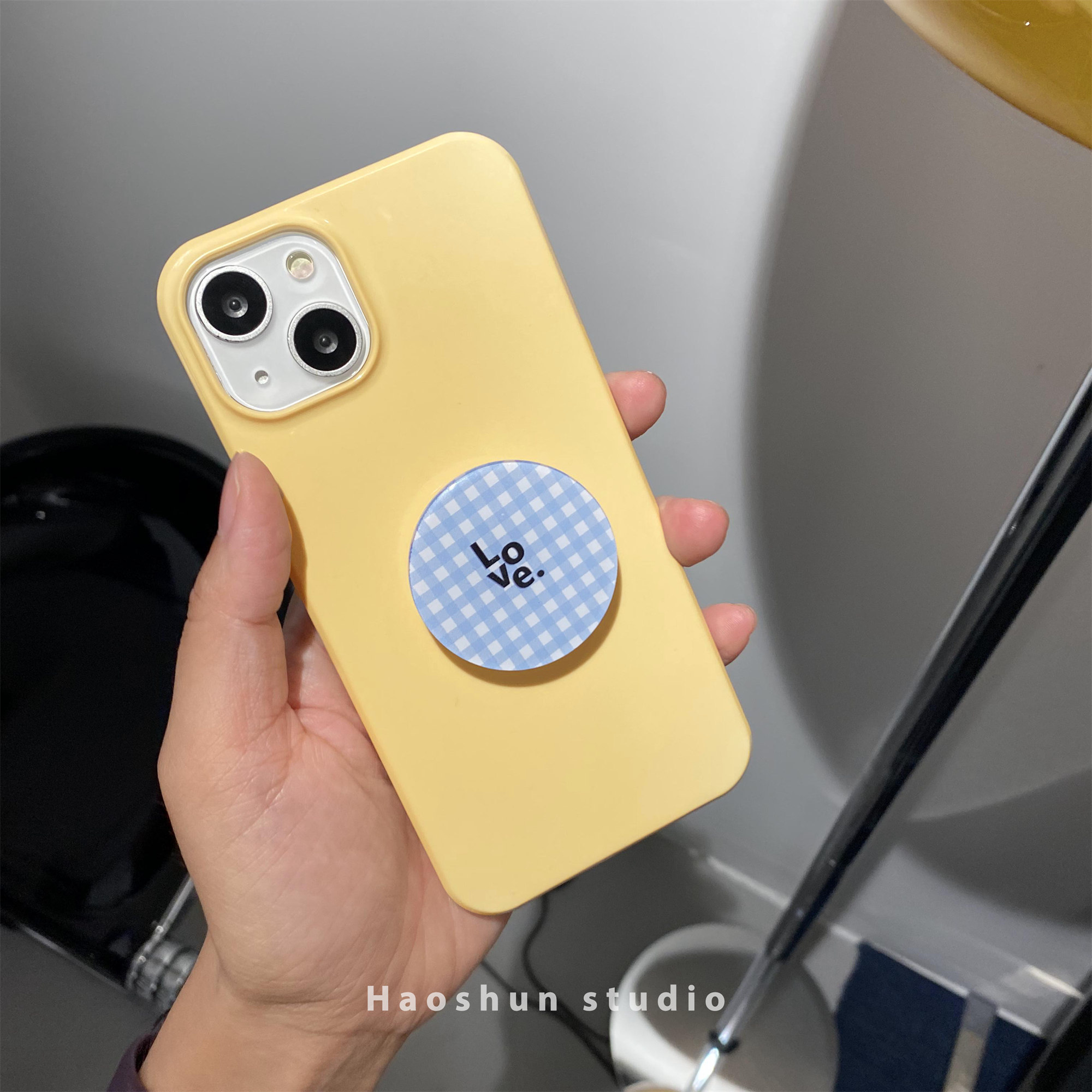 奶黄色系适用于三星S24Ultra艺术菲林硬壳S22+小众设计S21Ultra半包s25+手机壳支架S23光面女款新款ins保护套