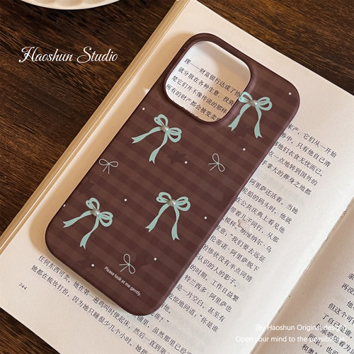 格纹蝴蝶结适用于三星S24Ultra磨砂菲林硬壳S23+/S21Ultra小众防摔S22手机壳S21/s23ultra创意保护套S25ultra