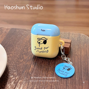 帽子小狗适用于airpodspro2代耳机保护套苹果Airpods3光面菲林硬壳airpods2创意小众耳机壳airpods4代耳机套